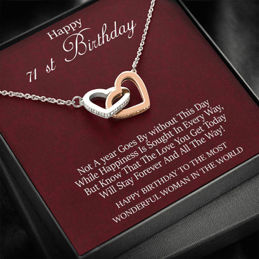 Pendants 71st Birthday for Her Gift, 71st Birthday Gift for Her, Seventy First Birthday Gift for Woman Friend, 71st Birthday Gift Interlocking Hearts